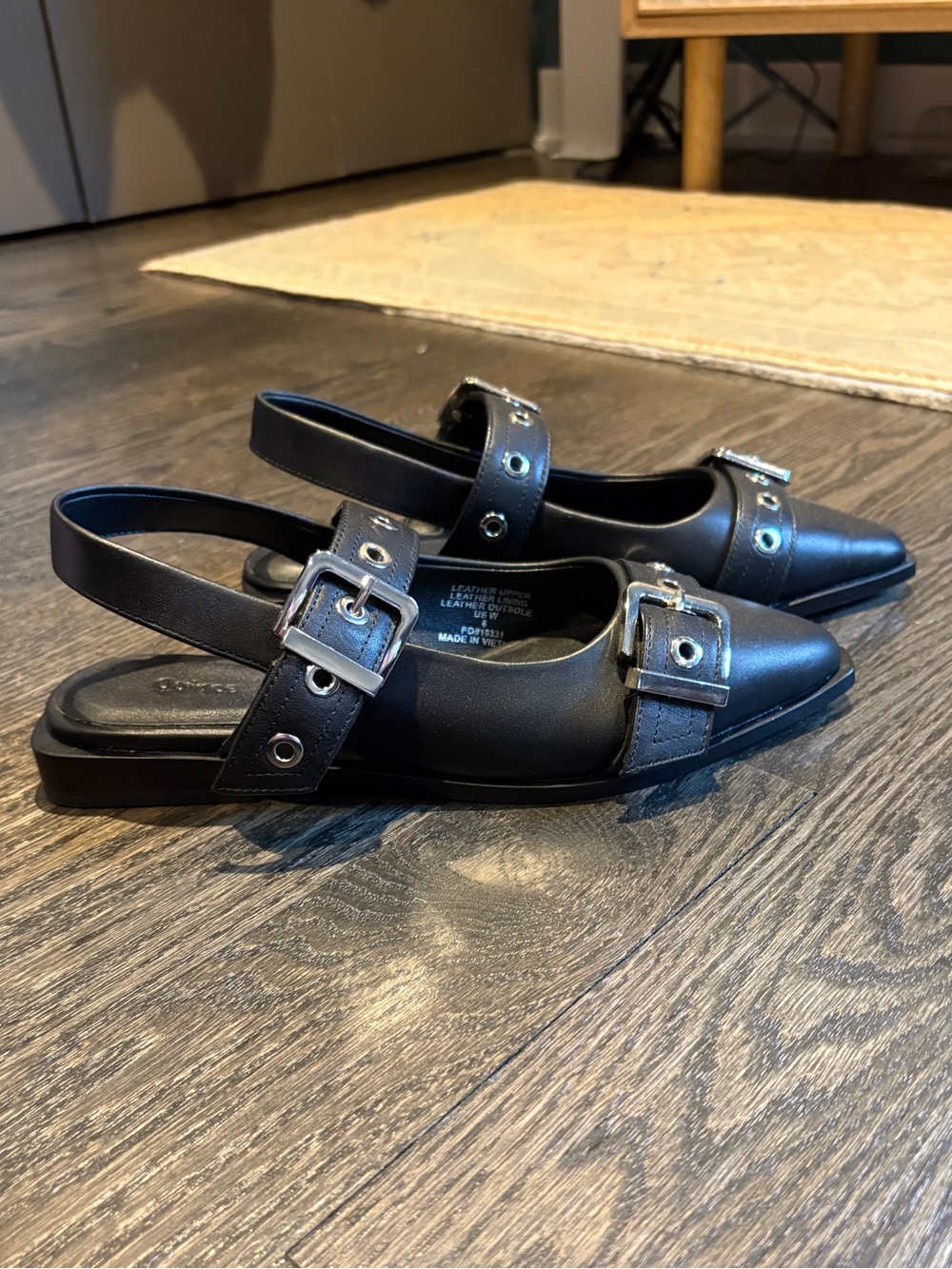 NWOB Quince leather bold buckle slingback flats - Picture 9 of 15